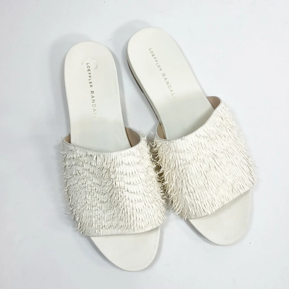 Loeffler Randall Ava Ivory Fringe Slide Sandals size 9.5 - Picture 2 of 14